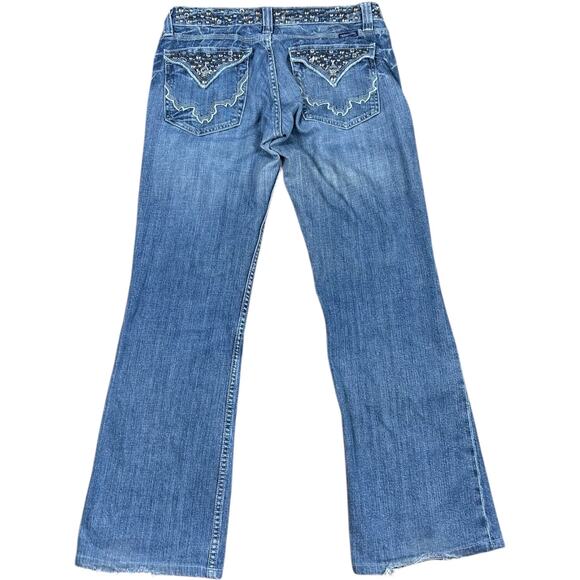 Miss Me Y2K Mcbling Crystal Embellished Bootcut Jeans - Picture 1 of 9